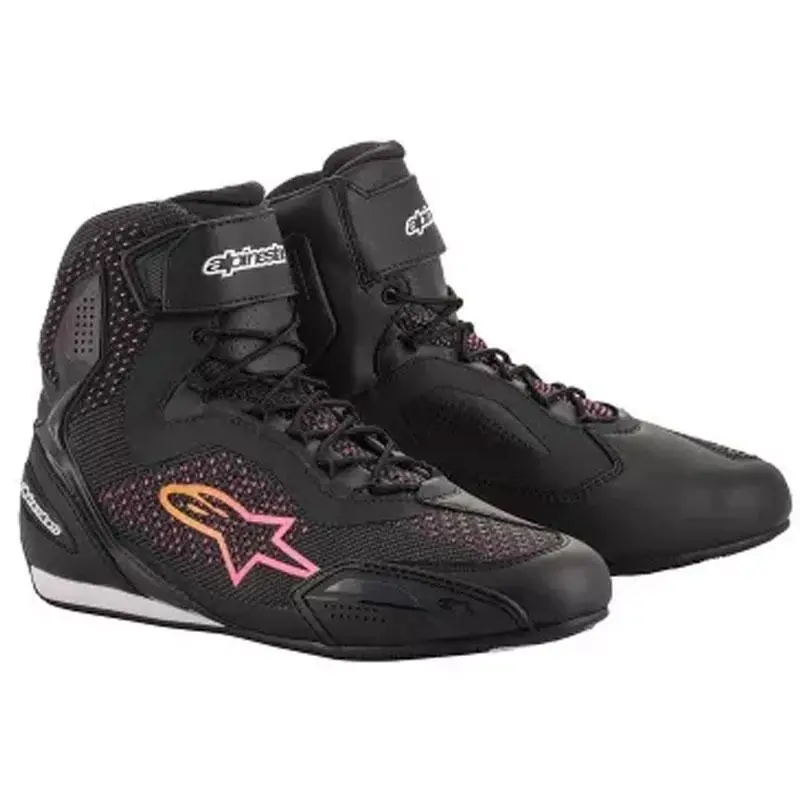 Alpinestars Stella Faster 3 Rideknit černo-žluto-růžové dámské boty na motorku