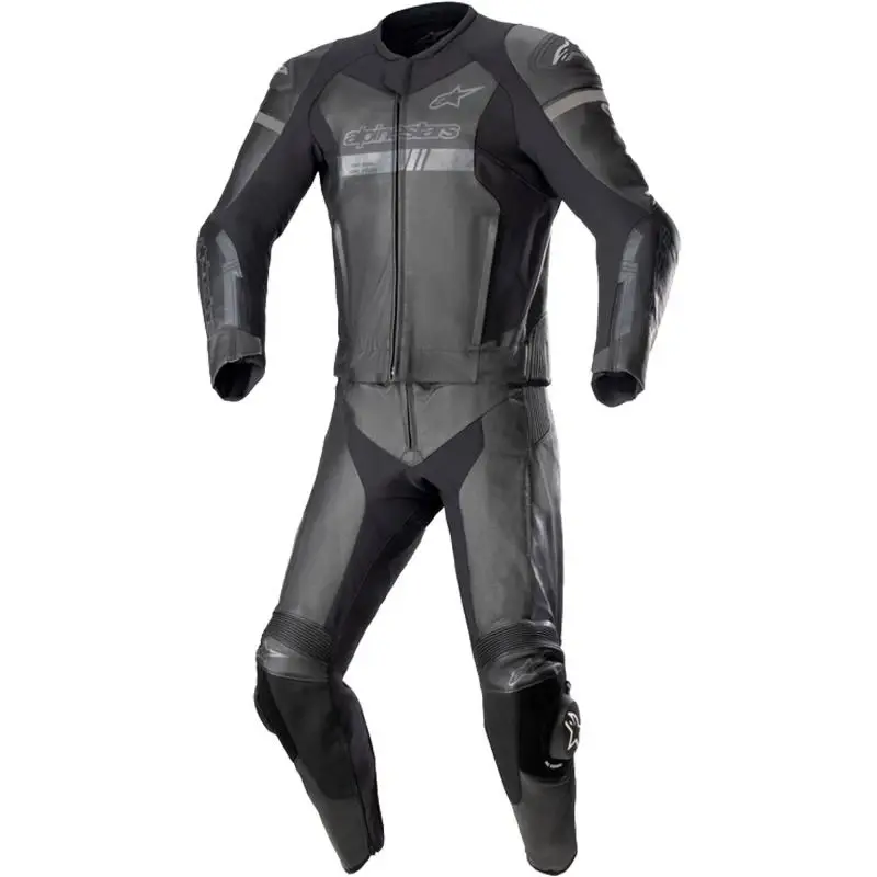 Alpinestars GP Force Chaser černo-černá TECH-AIR 5 kompatibilní dvoudílná kožená kombinéza na motorku