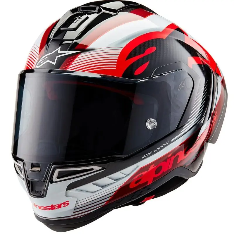 Alpinestars Supertech R-10 Team carbon červeno-bílá integrální helma na motorku