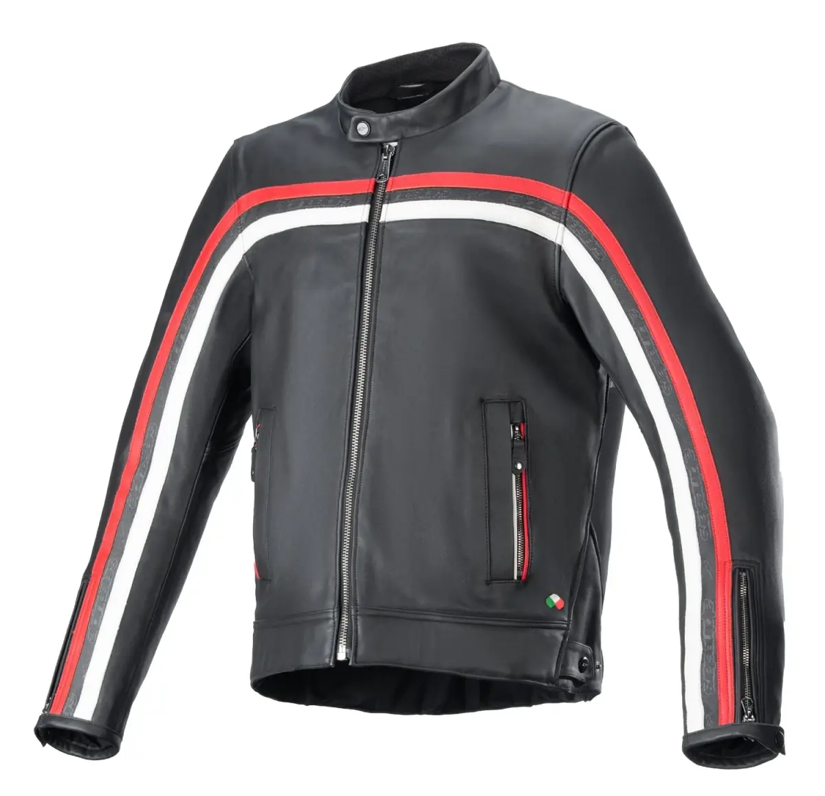 Alpinestars Dyno černo-červeno-béžová kožená bunda na motorku