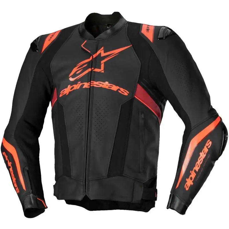 Alpinestars Missile 3 Ignition černo-fluo červeno-tmavě červená kožená bunda na motorku