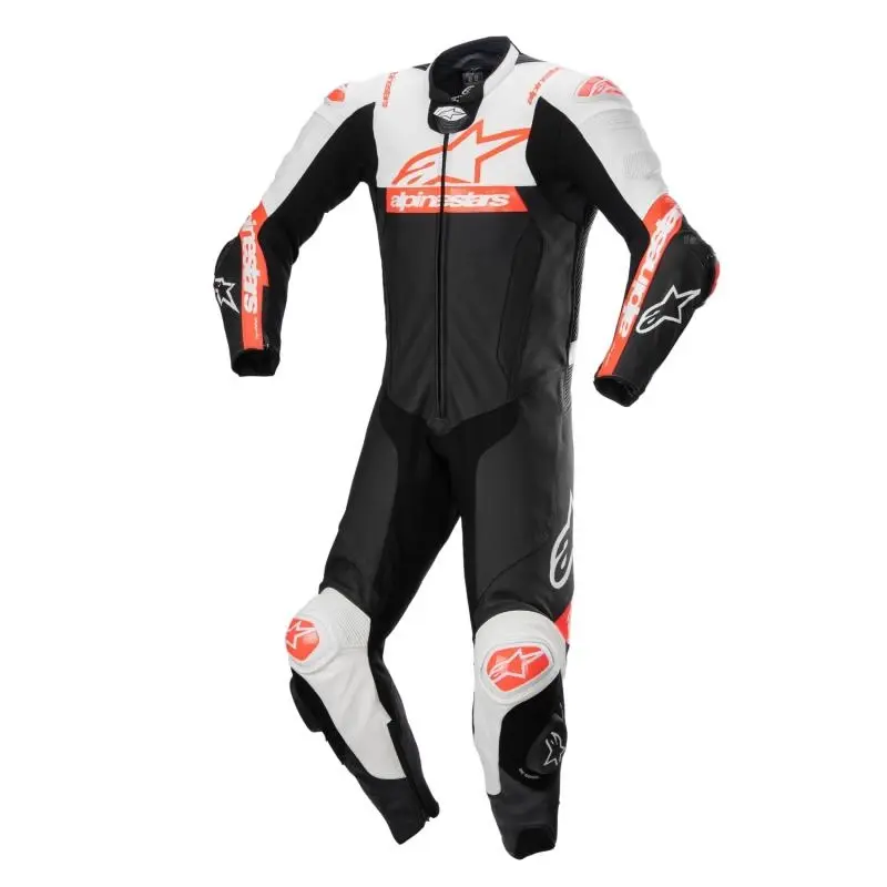 Alpinestars Missile 2 Ward černo-bílo-fluo červená kožená kombinéza na motorku