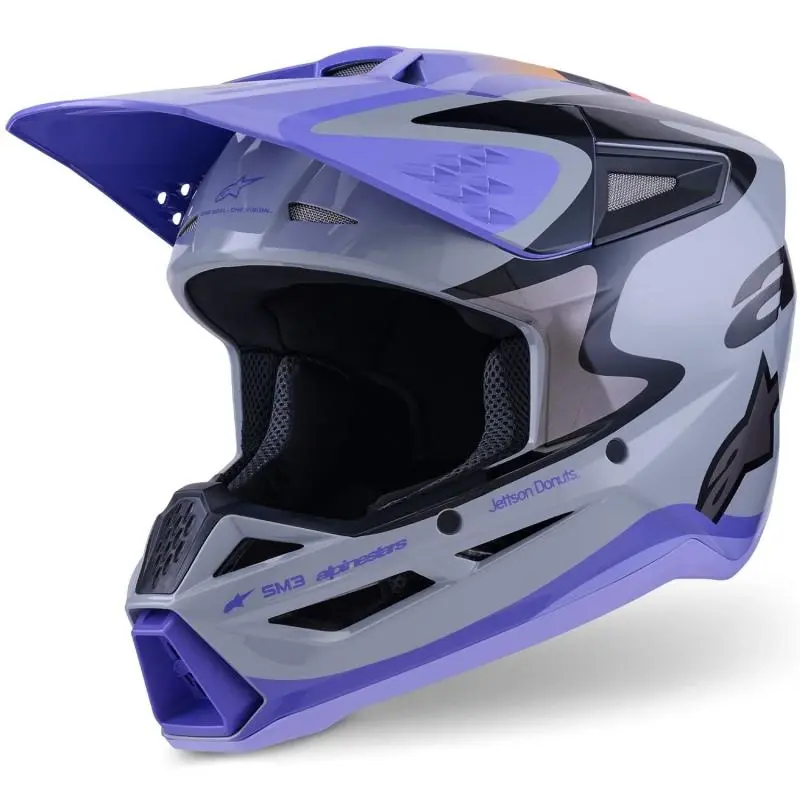 Alpinestars S-M3 JETT LAWRENCE šedo-fialovo-černá motokrosová helma