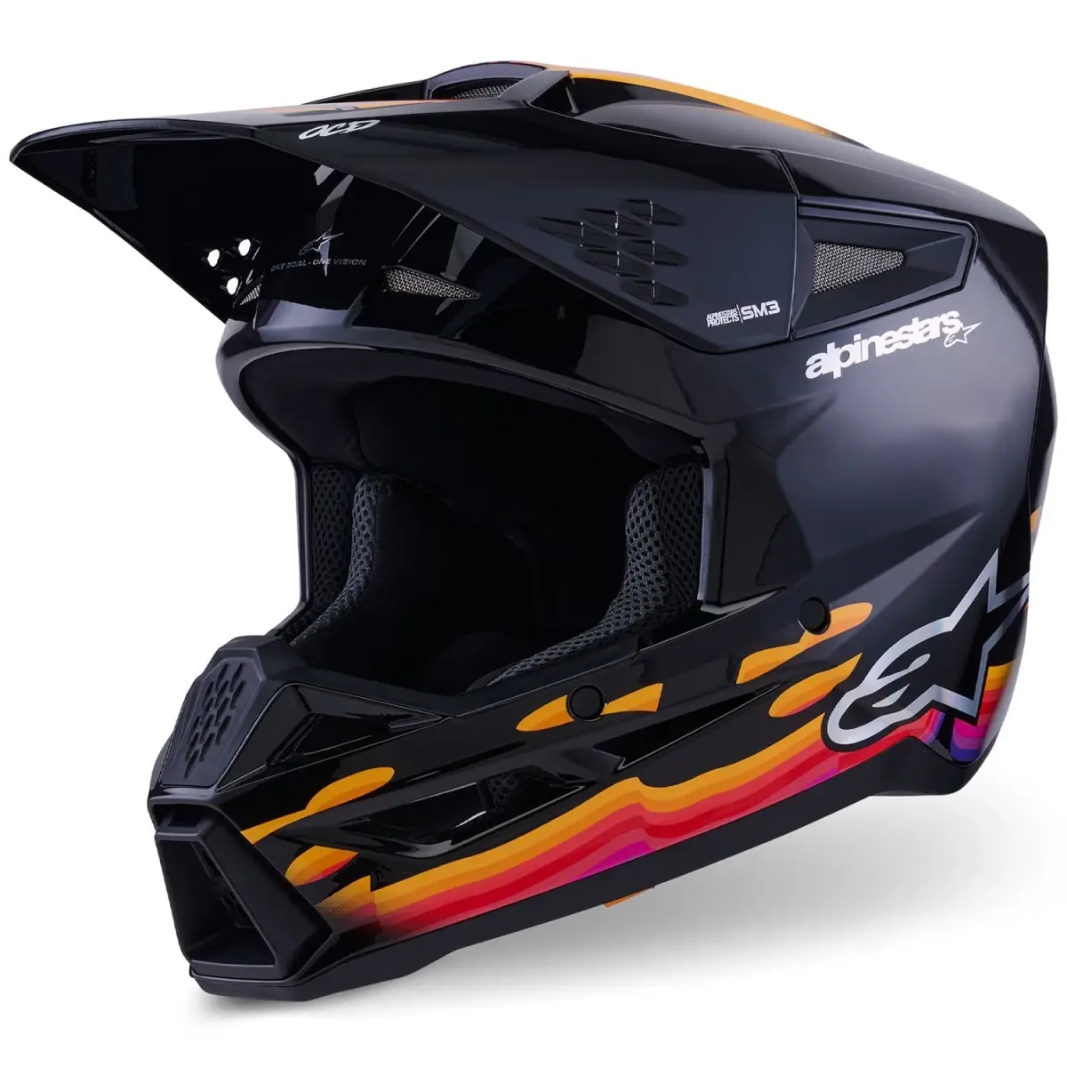 Alpinestars S-M3 Force černo-žluto-červeno-bílá motokrosová helma