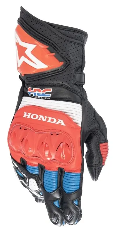 Alpinestars GP PRO R 3 Honda černo-červeno-fluo-modro-bílé rukavice na motorku