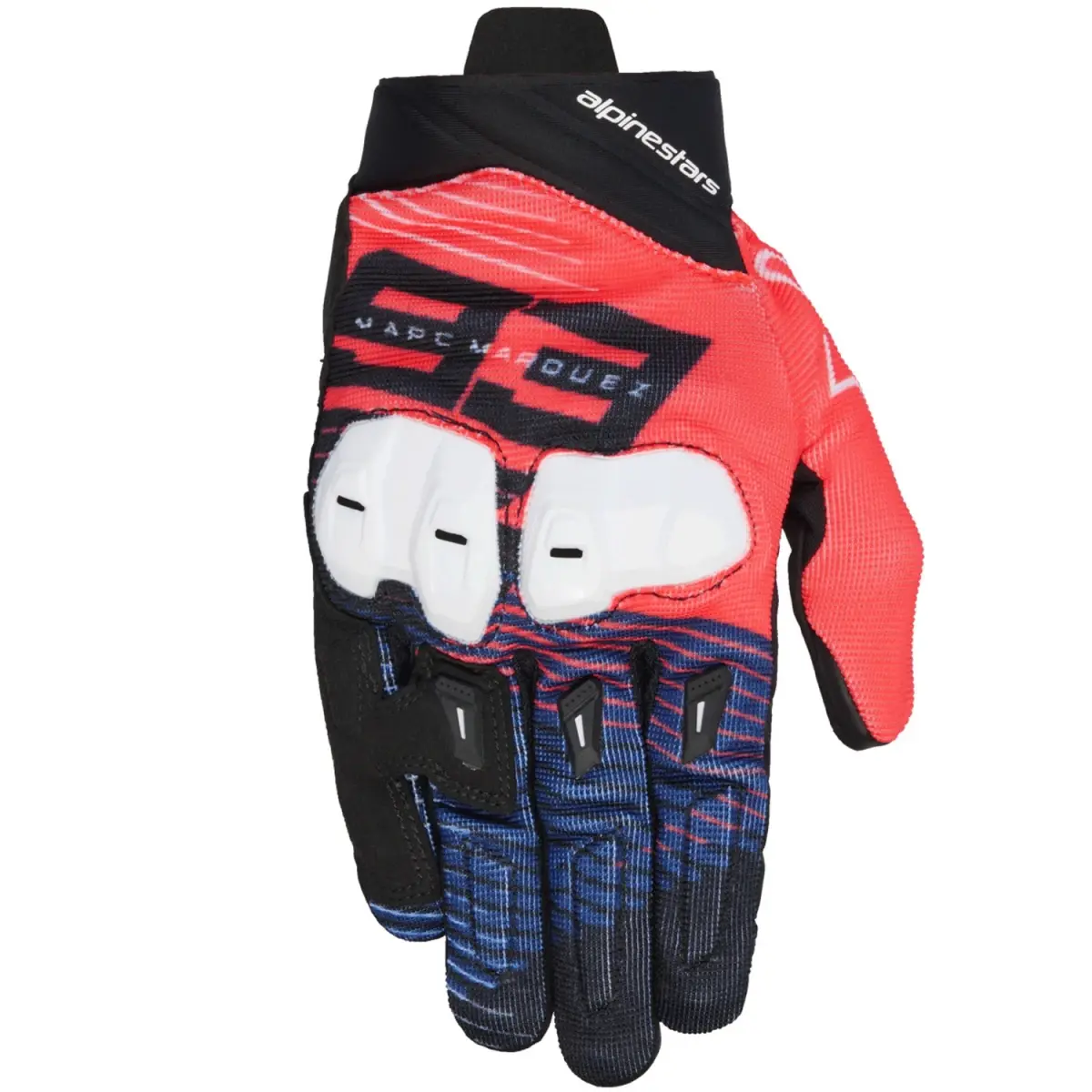 Alpinestars SP X 1 MM93 fluo červeno-modro-černo-bílé rukavice na motorku