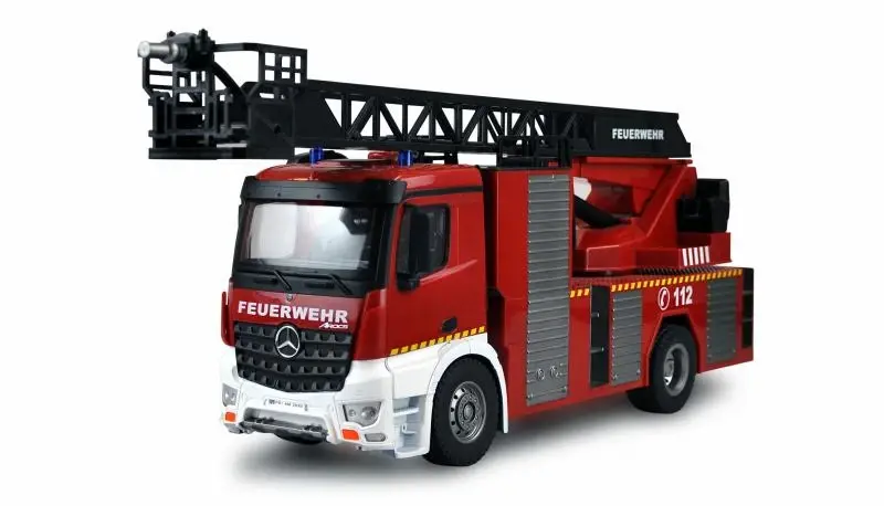 Amewi RC hasičský vůz Mercedes-Benz Arocs 1:18 s žebříkem a stříkačkou