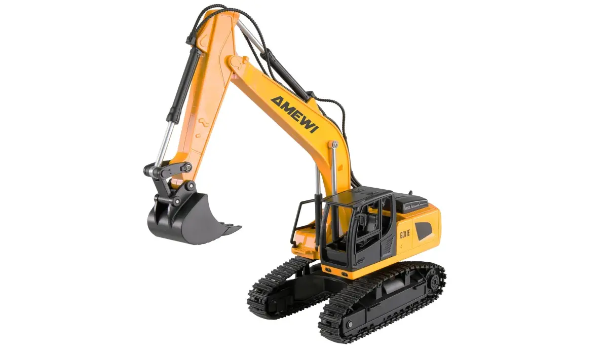 Amewi G011E žluto-černé 9kanálové 1:24 RTR LED RC pásové rypadlo
