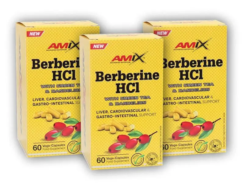 Amix 3x Berberine HCl + GreenTea Dandelion 60 kapslí