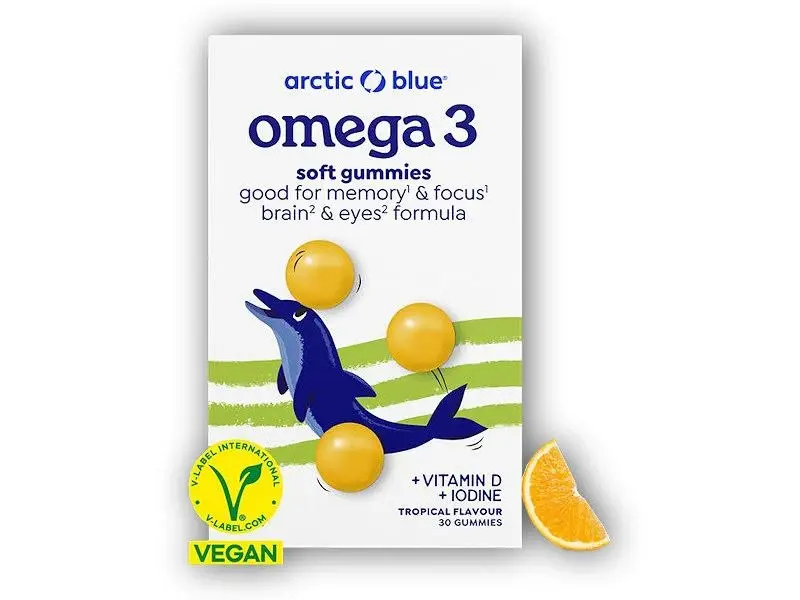 Arctic blue Kids Vegan Omega 3 30 gummies (250mg DHA Vitamin D 200IU)