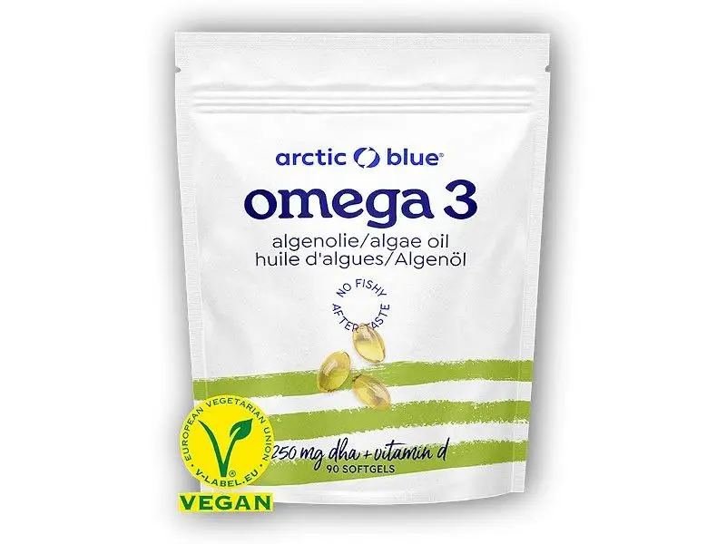 Arctic blue Vegan Omega 3 Algae 90 kapslí (250mg DHA Vitamin D 400IU)