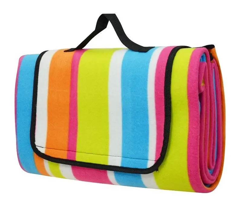 CALTER Pikniková deka Quod 150x130 cm alu fólie pruhy duhové