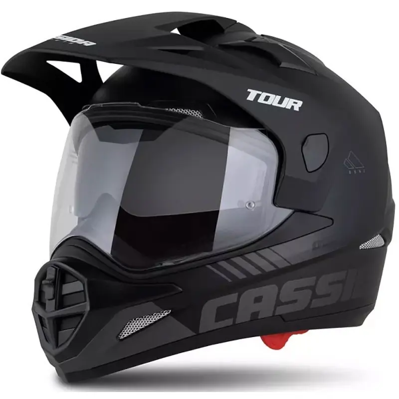 CASSIDA Tour 2.0 Dual matná černo-šedá s černým matným kšiltem enduro přilba na motorku
