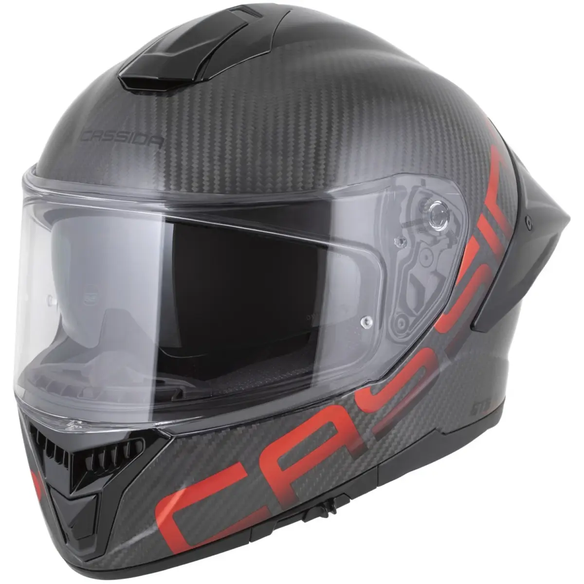CASSIDA Integral GTS 2.1 Plus Carbon matná carbon-červená integrální helma na motorku