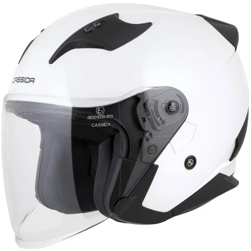 CASSIDA Reflex 2.0 Solid bílo-černá otevřená helma na motorku