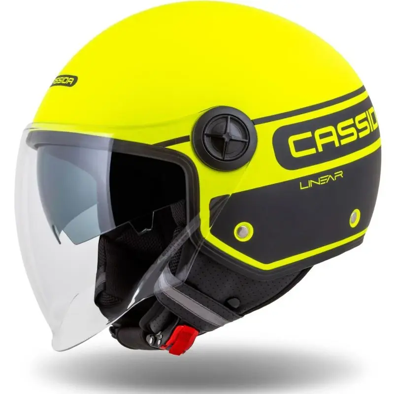 CASSIDA Handy Plus Linear fluo žluto-černá otevřená přilba na motorku