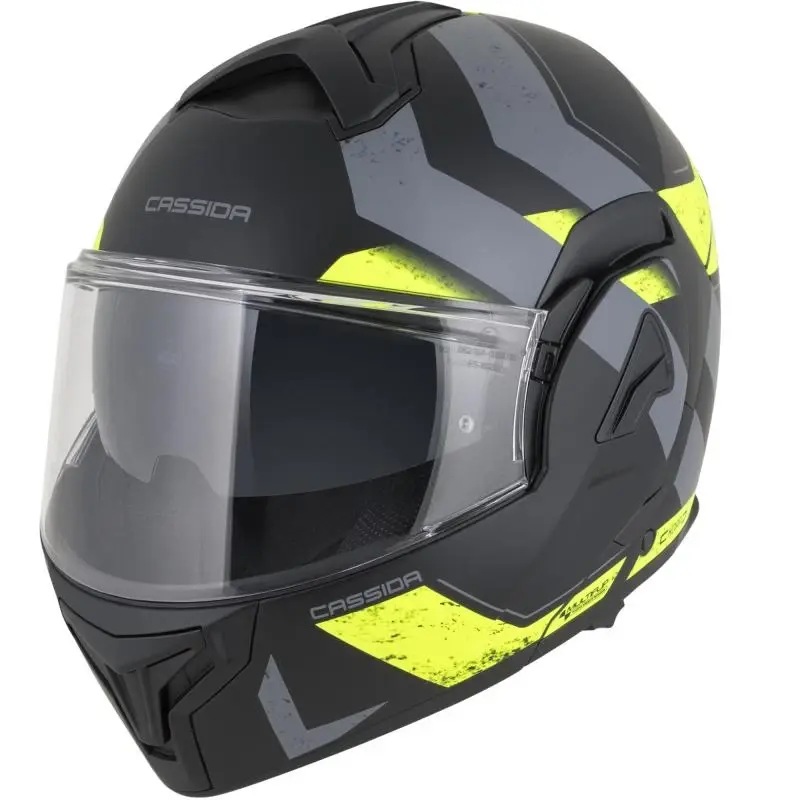 CASSIDA MultiFlip Korp matná černo-fluo žluto-šedá výklopná helma na motorku