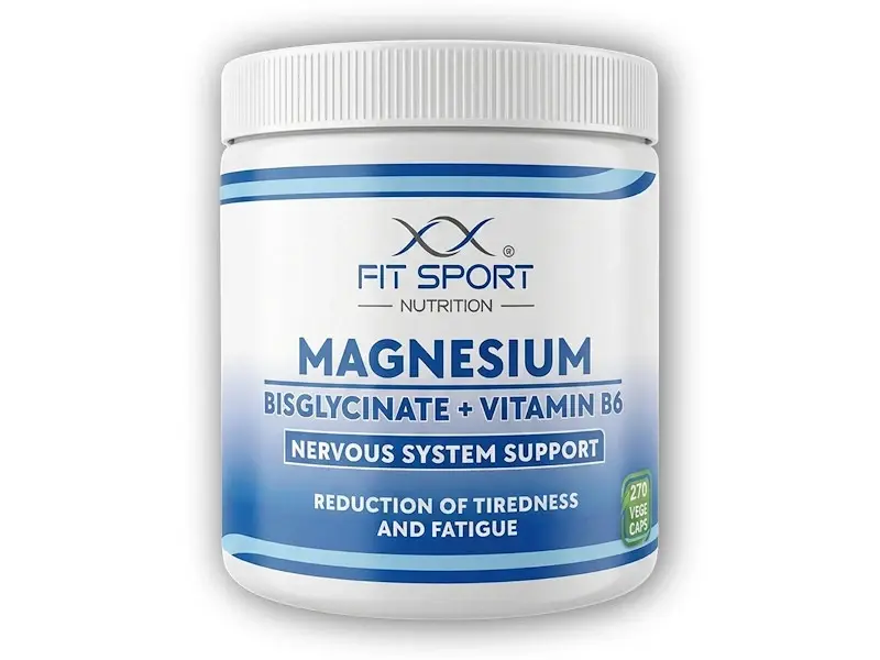 FitSport Nutrition Magnesium Bisglycinate + Vitamin B6 270 vege caps - Hořčík
