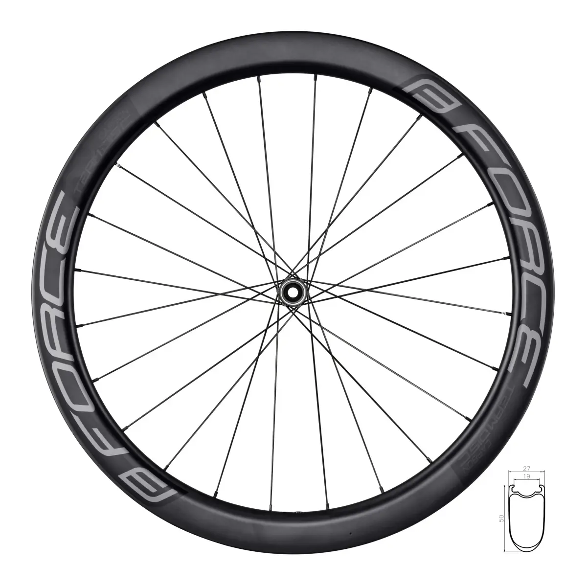 Force Team SP Karbon Disc 50 plášťové přední silniční kolo