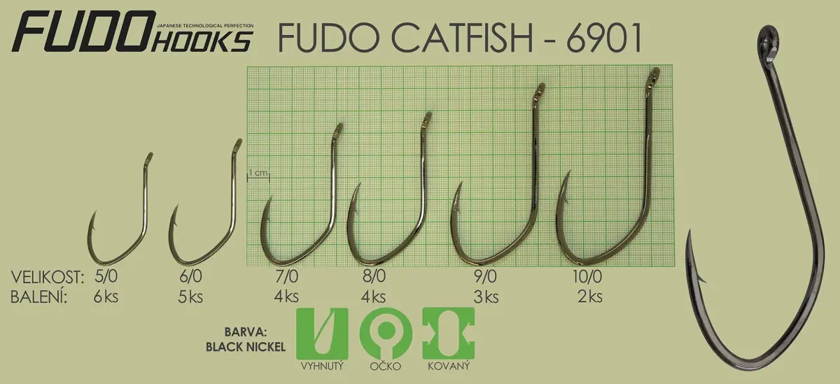 Fudo Hooks Catfish rybářský háček vel. 7/0 (bal. 4 ks)