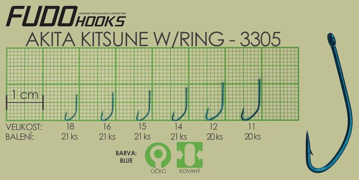 Fudo Hooks Kitsune Ring vel. 11 (bal. 20 ks) rybářský háček