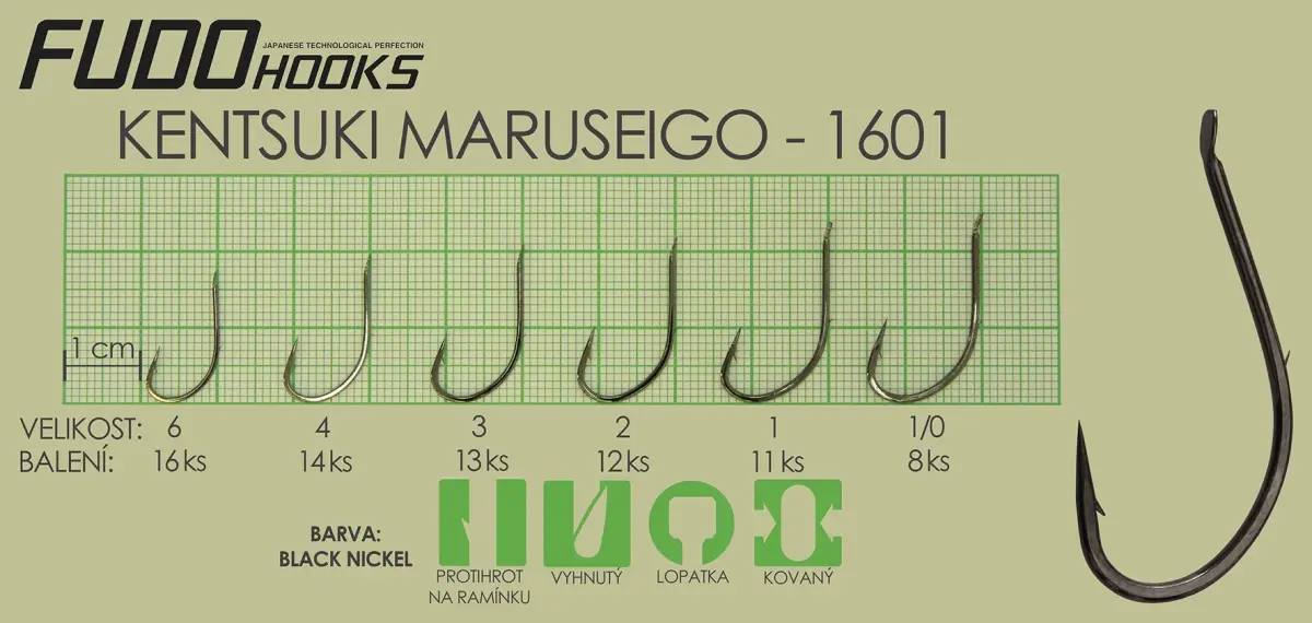 Fudo Hooks Maruseigo černý vel. 3 (bal. 13 ks) rybářský háček