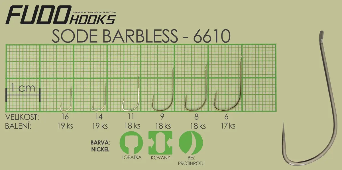 Fudo Hooks Sode Brl vel. 9 (bal. 18 ks) rybářský háček