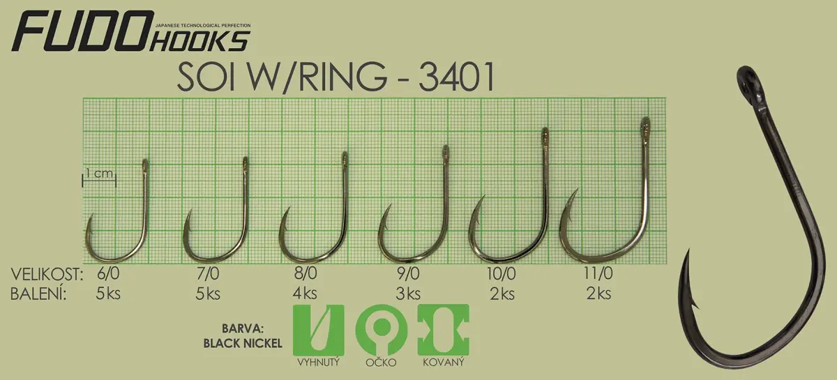 Fudo Hooks Soi Ring vel. 6/0 (bal. 5 ks) rybářský háček