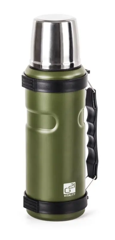 G21 Termoska na pití, 1000 ml, khaki zelená s rukojetí