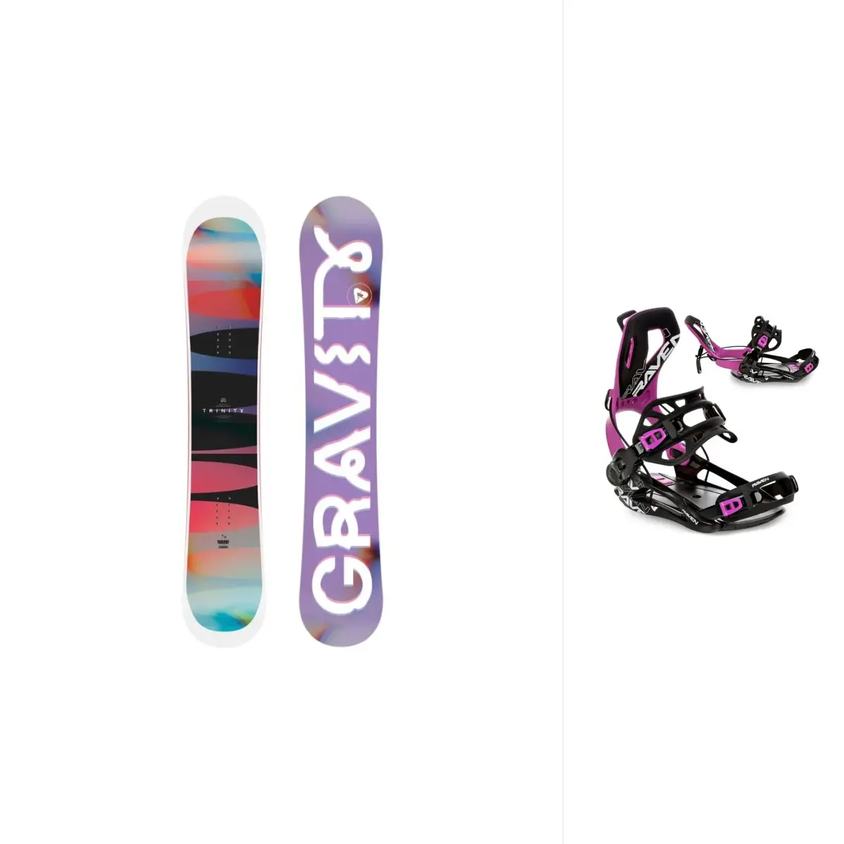Gravity Trinity 25/26 dámský snowboard + Raven Fastec FT360 black/fuchsia vázání