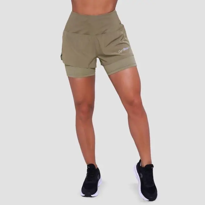 GymBeam Dámské běžecké šortky 2in1 Pulse Vetiver