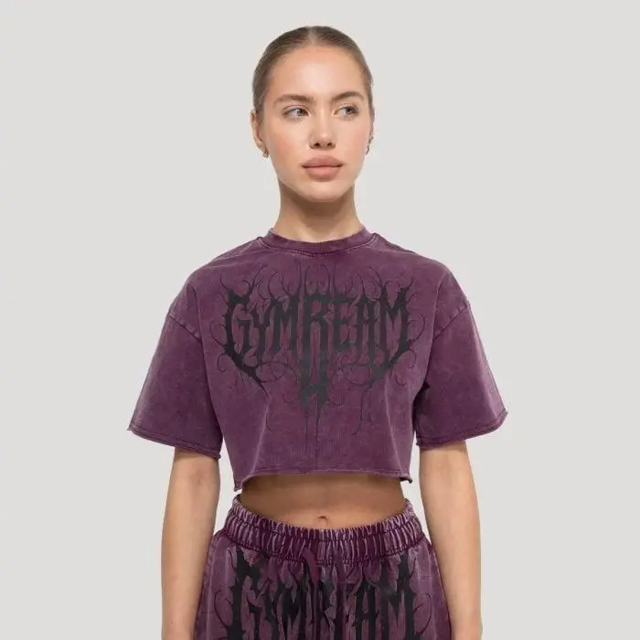 GymBeam Dámské cropped tričko Abyss Raisin POUZE S (VÝPRODEJ)
