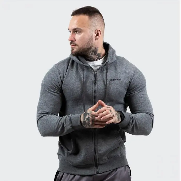 GymBeam Mikina Zipper Hoodie Grey Black POUZE L (VÝPRODEJ)