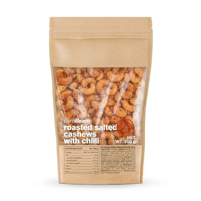 GymBeam Roasted salted cashews with chilli 200 g