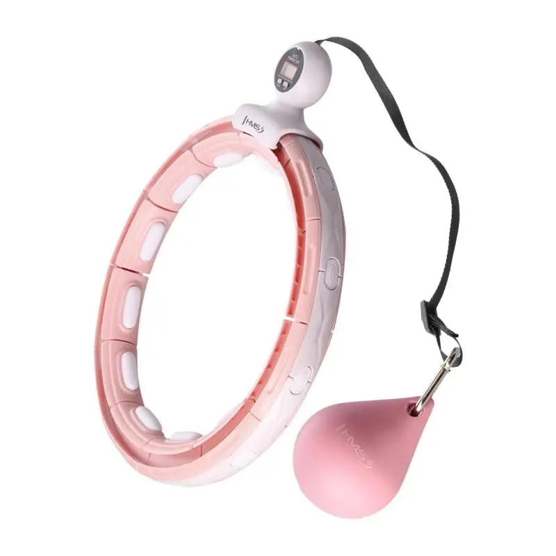 HMS Masážní hula hoop HHM15 se závažím, magnety a počítadlem růžová