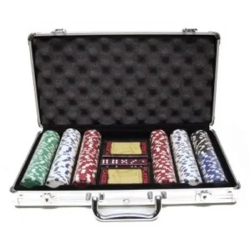 HOT Games Poker PROFI stříbrná pokerová sada v hliníkovém kufříku s 300 žetony a plastovými kartami