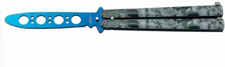 Joker Aluminium Camo 100 mm tréninkový nůž motýlek