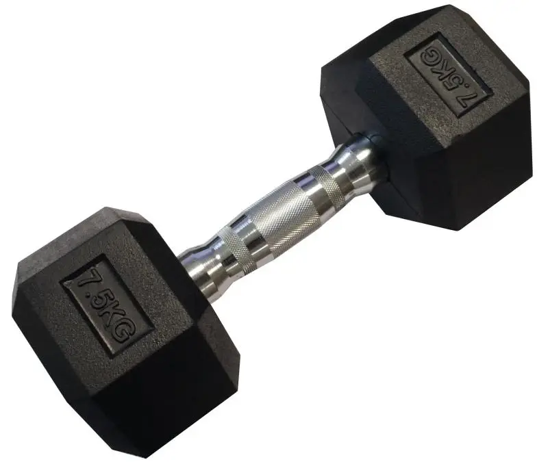 Kubisport Jednoruční šestihranná HEX činka 7,5 kg pogumovaná