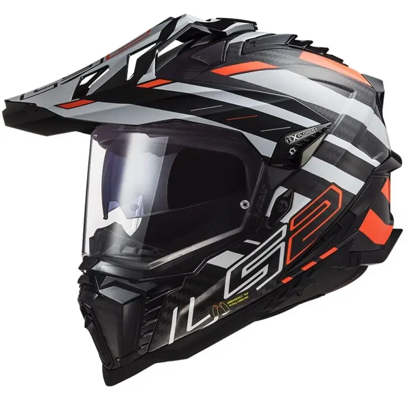 LS2 MX701 Explorer C Edge 06 černo-šedo-fluo oranžová enduro přilba na motorku