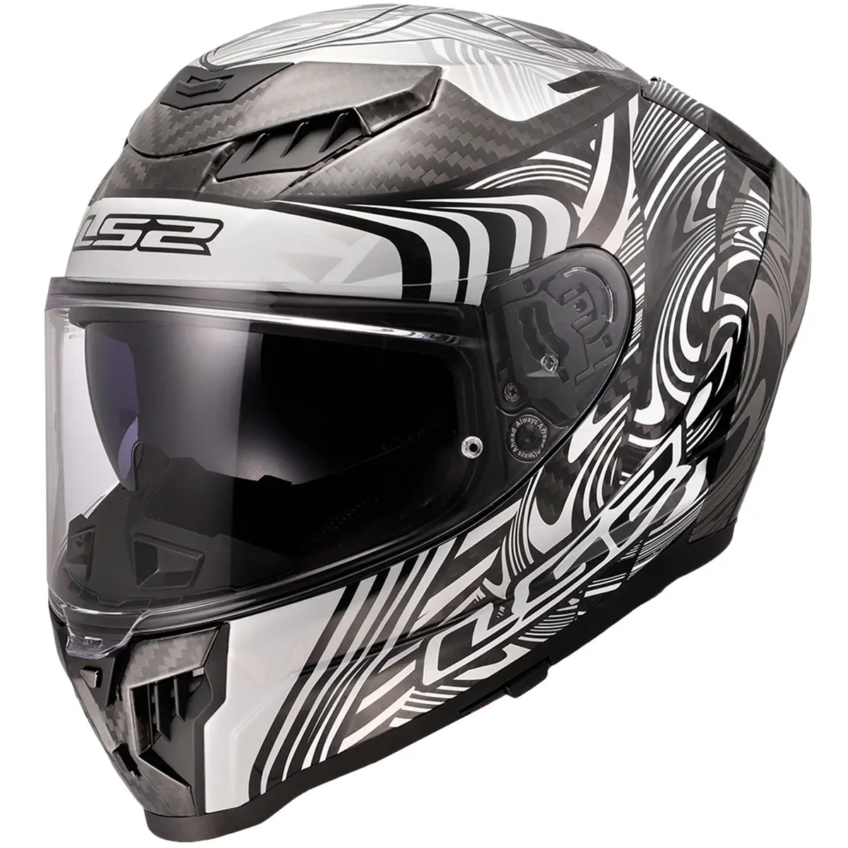 LS2 FF807 Dragon Carbon Enthum lesklá stříbrná integrální helma na motorku