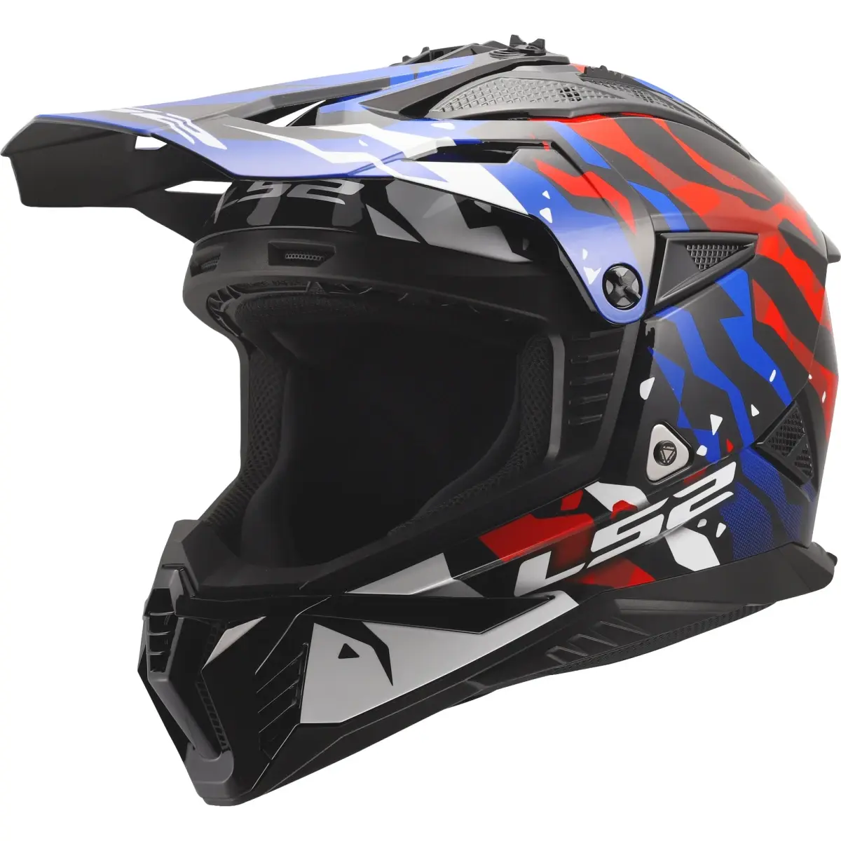 LS2 MX708 Fast II Grotesk lesklá bílo-modro-červená motokrosová helma