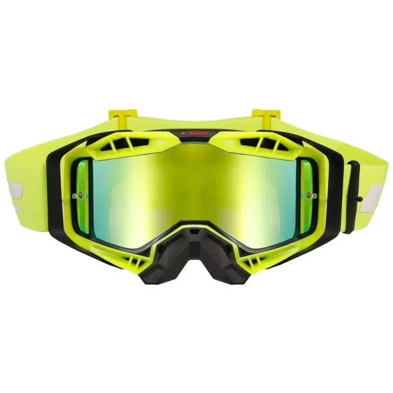 LS2 Aura PRO černo-žluté iridiové plexi motokrosové brýle