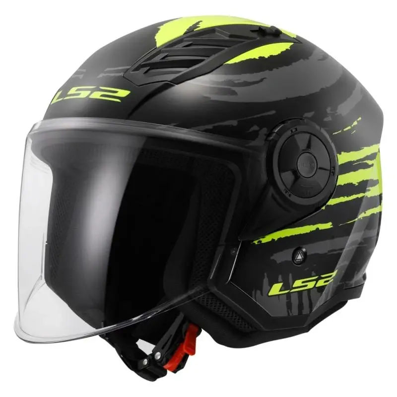LS2 OF616 Airflow II Brush černo-fluo žlutá otevřená helma na motorku