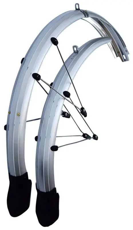 M-wave Blatníky set OLYMPIK 26" Lux se zástěrkou, 60 mm, stříbrné