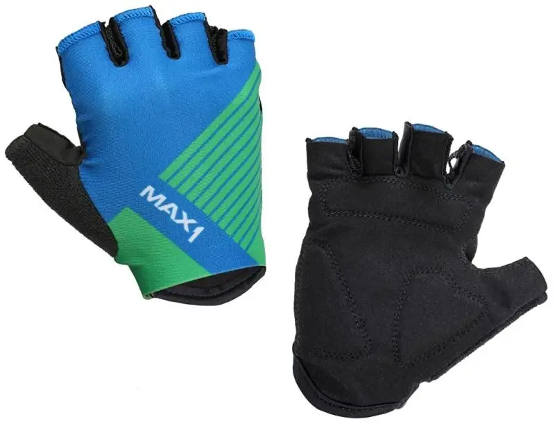 Max1 Raceday modro-zelené 11-12 let dětské krátkoprsté rukavice