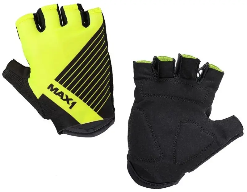 Max1 Raceday fluo žluto-černé dětské krátkoprsté rukavice