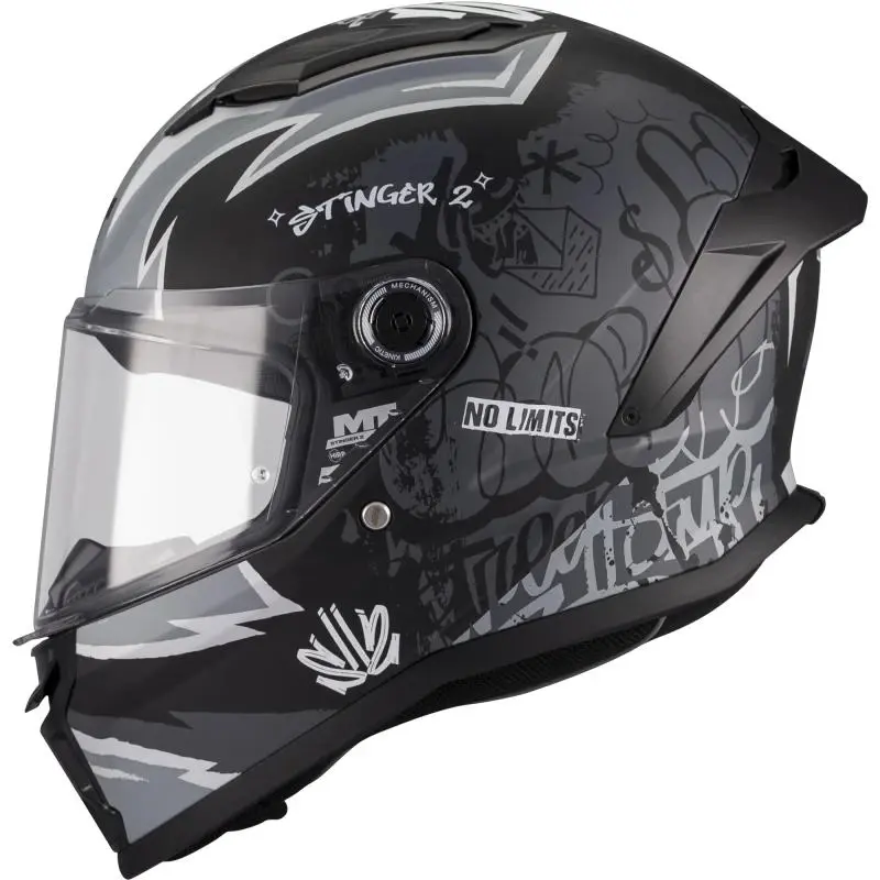 MT Helmets Dětská integrální helma na motorku Stinger 2 Tagger B2 matná černo-šedá