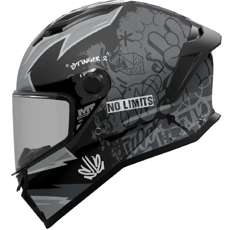 MT Helmets Stinger 2 Tagger B2 matná černo-šedá integrální helma na motorku