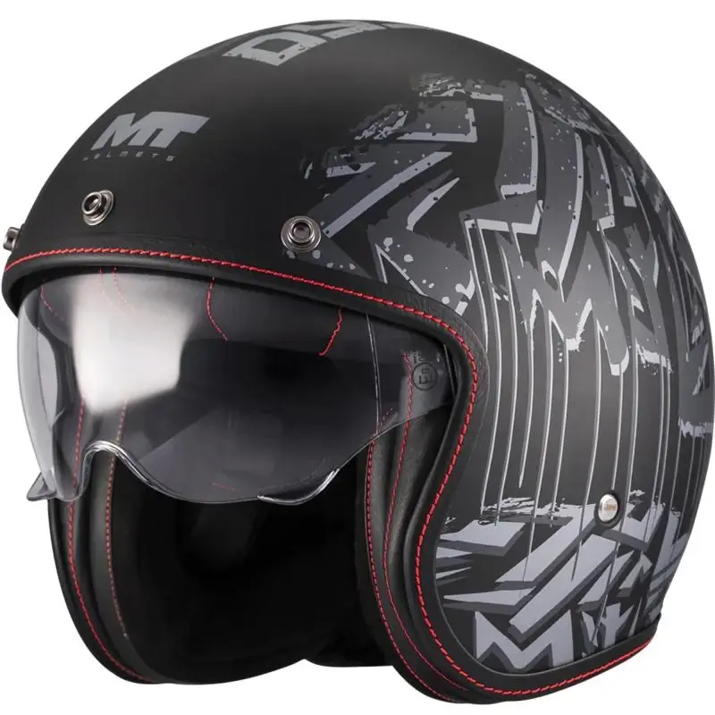 MT Helmets Otevřená helma Lemans 2 SV S Dystopic B12 matná černo-šedá