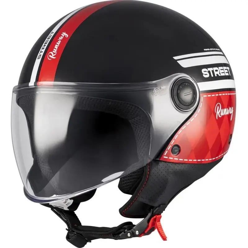 MT Helmets Otevřená helma Street S Runway B5 černo-červená